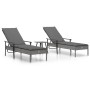Tumbonas 2 unidades con mesa y cojines ratán sintético gris by , Garden sets - Ref: Foro24-362808, Price: 350,75 €, Discount: %