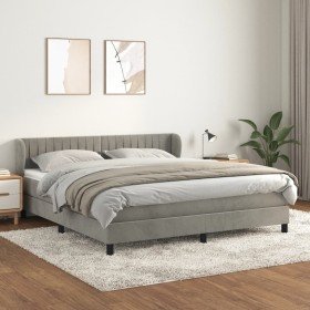 Cama box spring con colchón terciopelo gris claro 180x200 cm Cama box spring con colchón terciopelo gris claro 180x200 cm