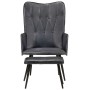 Sillón orejero con reposapiés cuero auténtico gris by , Armchairs - Ref: Foro24-339665, Price: 110,44 €, Discount: %