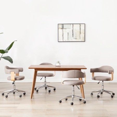 Sillas comedor giratorias 4 uds madera curvada tela gris taupe de , Sillas de comedor - Ref: Foro24-3054906, Precio: 596,40 €...