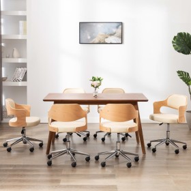 Sillas de comedor giratorias 4 uds madera curvada cuero crema von , Essstühle - Ref: Foro24-3054933, Preis: 548,15 €, Rabatt: %