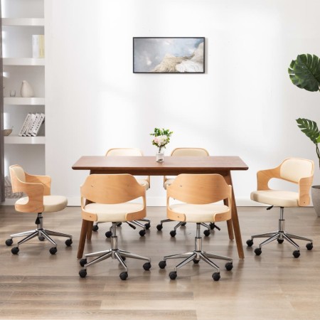 Sillas de comedor giratorias 4 uds madera curvada cuero crema by , dining chairs - Ref: Foro24-3054933, Price: 548,15 €, Disc...