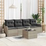 Conjunto de sofá de jardín 5 pcs Gris Claro Poliratán