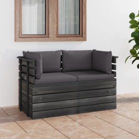 Sofá de palets de jardín 2 plazas y cojines madera maciza pino von , Gartensets - Ref: Foro24-3061731, Preis: 207,27 €, Rabat...