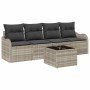 Conjunto de sofá de jardín 5 pcs Gris Claro Poliratán