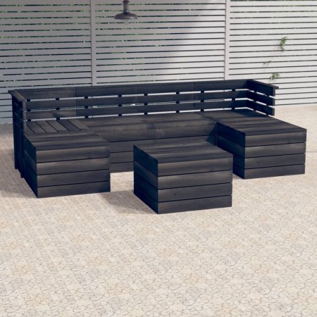 Muebles palets de jardín 7 pzas madera maciza pino gris oscuro by , Garden sets - Ref: Foro24-3063755, Price: 417,66 €, Disco...