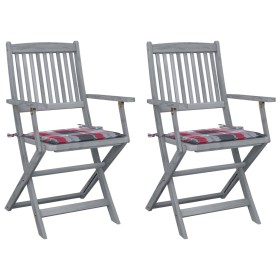 Sillas de jardín plegables 2 uds madera maciza acacia y cojines von , Gartenstühle - Ref: Foro24-3064495, Preis: 127,30 €, Ra...