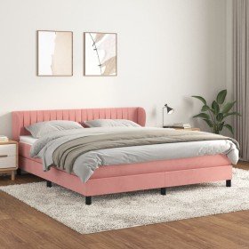 Cama box spring con colchón terciopelo rosa 180x200 cm Cama box spring con colchón terciopelo rosa 180x200 cm