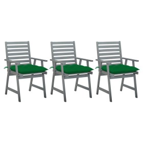 Sillas comedor de jardín 3 uds madera maciza acacia y cojines by , Garden chairs - Ref: Foro24-3064448, Price: 288,28 €, Disc...
