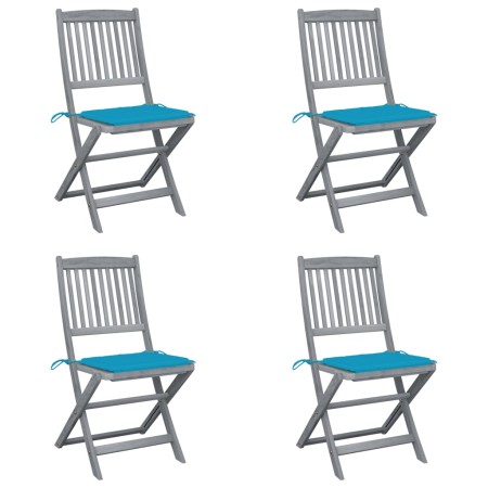 Sillas de jardín plegables 4 uds cojines madera maciza acacia von , Gartenstühle - Ref: Foro24-3064567, Preis: 204,30 €, Raba...