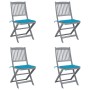 Sillas de jardín plegables 4 uds cojines madera maciza acacia von , Gartenstühle - Ref: Foro24-3064567, Preis: 204,30 €, Raba...