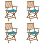 Sillas de jardín plegables 4 uds y cojines madera maciza acacia by , Garden chairs - Ref: Foro24-3064621, Price: 227,25 €, Di...