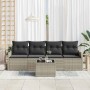 Conjunto de sofá de jardín 5 pcs Gris Claro Poliratán