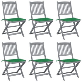 Sillas de jardín plegables 6 uds cojines madera maciza acacia de , Sillas de jardín - Ref: Foro24-3065439, Precio: 335,53 €