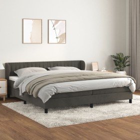 Cama box spring con colchón terciopelo gris oscuro 200x200 cm Cama box spring con colchón terciopelo gris oscuro 200x200 cm