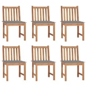 Sillas de jardín 6 unidades con cojines madera maciza de teca von , Gartenstühle - Ref: Foro24-3073116, Preis: 679,37 €, Raba...