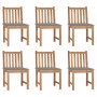 Sillas de jardín 6 unidades con cojines madera maciza de teca de , Sillas de jardín - Ref: Foro24-3073116, Precio: 673,30 €