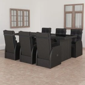 Juego de comedor de jardín 7 piezas ratán sintético negro de vidaXL, Conjuntos de jardín - Ref: Foro24-3059347, Precio: 1,00 ...