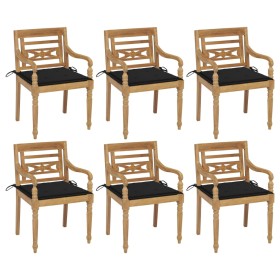 Sillas Batavia 6 unidades madera maciza de teca con cojines de , Sillas de jardín - Ref: Foro24-3073329, Precio: 752,23 €, De...