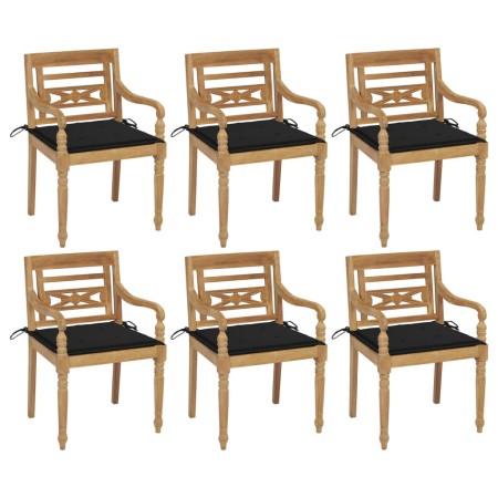 Sillas Batavia 6 unidades madera maciza de teca con cojines von , Gartenstühle - Ref: Foro24-3073329, Preis: 752,23 €, Rabatt: %