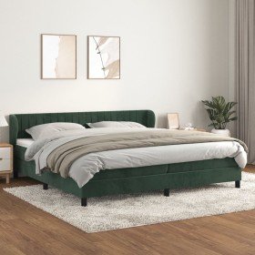 Cama box spring con colchón terciopelo verde oscuro 200x200 cm en Camas y somieres | Comprar online en Foro24