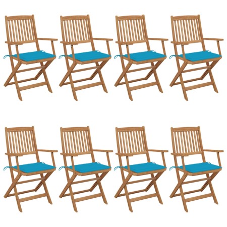 Sillas de jardín plegables 8 uds madera maciza acacia y cojines by , Garden chairs - Ref: Foro24-3074971, Price: 465,27 €, Di...