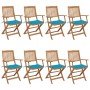 Sillas de jardín plegables 8 uds madera maciza acacia y cojines by , Garden chairs - Ref: Foro24-3074971, Price: 465,27 €, Di...