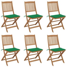Sillas de jardín plegables 6 uds y cojines madera maciza acacia de , Sillas de jardín - Ref: Foro24-3074999, Precio: 313,45 €