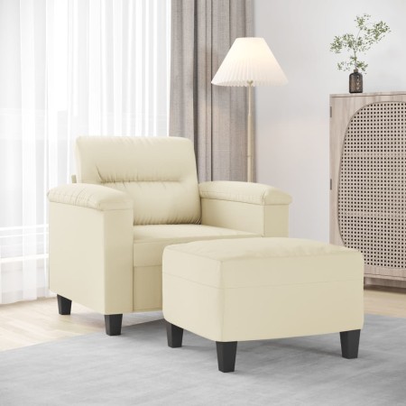Sillón con taburete cuero sintético color crema 60 cm by , Sofas - Ref: Foro24-3201238, Price: 208,01 €, Discount: %