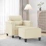 Sillón con taburete cuero sintético color crema 60 cm by , Sofas - Ref: Foro24-3201238, Price: 208,01 €, Discount: %