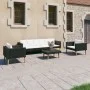 4-teiliges Gartenmöbel-Set und schwarze synthetische Rattankissen von vidaXL, Gartensets - Ref: Foro24-3059332, Preis: 448,38...