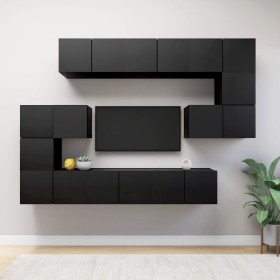 Set de muebles de salón TV 10 piezas madera ingeniería negro de , Muebles TV - Ref: Foro24-3078829, Precio: 303,64 €, Descuen...