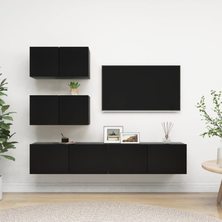 Set de muebles de salón TV 4 piezas madera de ingeniería negro von , TV-Möbel - Ref: Foro24-3078815, Preis: 167,34 €, Rabatt: %