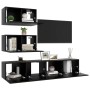 Set de muebles de salón TV 4 piezas madera de ingeniería negro de , Muebles TV - Ref: Foro24-3078815, Precio: 167,34 €