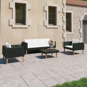 4-piece garden furniture set with black synthetic rattan cushions by vidaXL, Garden sets - Ref: Foro24-3059334, Price: 411,96...