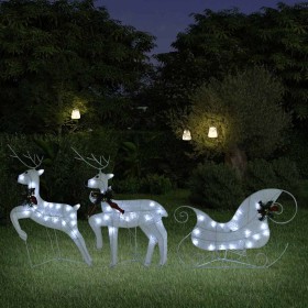 Decoración navideña de renos y trineo de jardín blanco 60 LED by , Christmas lights - Ref: Foro24-342682, Price: 51,88 €, Dis...