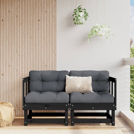 Sofás esquineros con cojines 2 uds madera maciza de pino negro von , Modulare Sofas für den Außenbereich - Ref: Foro24-825454...