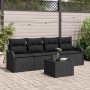 Conjunto de sofá de jardín 5 pcs Negro Poliratán