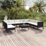 Set de muebles de jardín 11 pzas cojines ratán sintético negro by , Garden sets - Ref: Foro24-3094472, Price: 951,58 €, Disco...