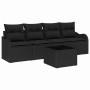 Conjunto de sofá de jardín 5 pcs Negro Poliratán