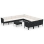 Set de muebles de jardín 12 pzas cojines ratán sintético negro by , Garden sets - Ref: Foro24-3094500, Price: 1,00 €, Discoun...