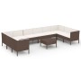 Set muebles de jardín 11 pzas y cojines ratán sintético marrón von , Gartensets - Ref: Foro24-3094631, Preis: 904,23 €, Rabat...
