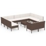 Set muebles de jardín 12 pzas y cojines ratán sintético marrón by , Garden sets - Ref: Foro24-3094619, Price: 913,13 €, Disco...