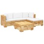 Juego muebles de jardín 5 piezas y cojines madera maciza teca von , Gartensets - Ref: Foro24-3100913, Preis: 891,23 €, Rabatt: %
