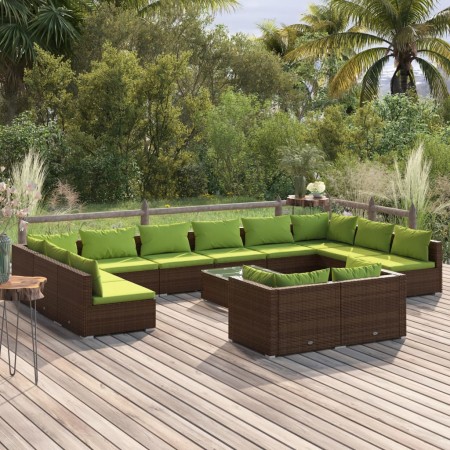 Set muebles de jardín 13 pzas y cojines ratán sintético marrón de , Conjuntos de jardín - Ref: Foro24-3102100, Precio: 1,00 €...