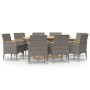 Juego de comedor de jardín 9 piezas con cojines gris von , Gartensets - Ref: Foro24-3103599, Preis: 867,18 €, Rabatt: %