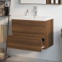 Mueble de baño con lavabo madera contrachapada marrón roble by , bathroom vanities - Ref: Foro24-3152872, Price: 205,32 €, Di...
