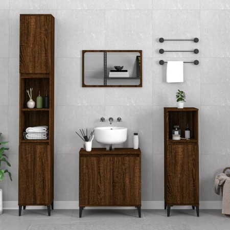 Set de muebles baño 3 pzas madera contrachapada roble marrón by , Bathroom furniture - Ref: Foro24-3185596, Price: 221,31 €, ...