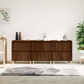Aparadores 3 uds madera contrachapada marrón roble 60x35x70 cm de , Aparadores - Ref: Foro24-3185774, Precio: 183,59 €, Descu...