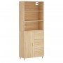 Aparador alto madera contrachapada color roble 69,5x34x180 cm by , Sideboards - Ref: Foro24-3189424, Price: 157,94 €, Discoun...